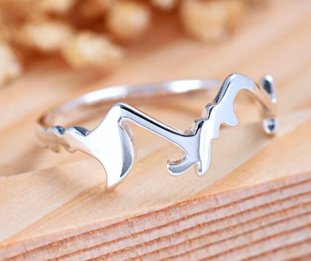 925 Sterling Silver Mountains Ring Size 3.5